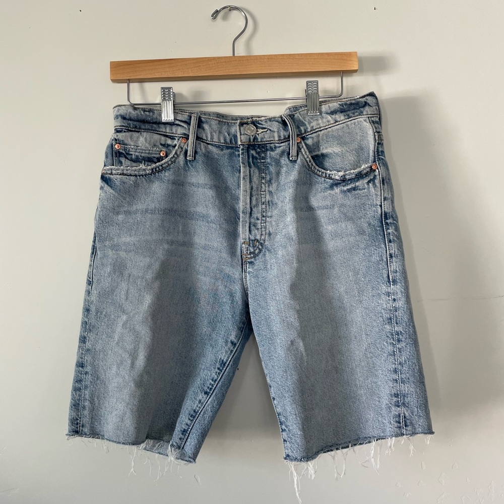 MOTHER Blue Jean Shorts Distressed Cut-Off Style